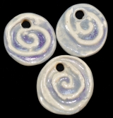 Handmade ceramic gray spiral beads (set of 3)