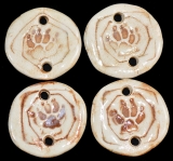 Handmade ceramic wolf-track beads (set of 4)