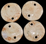 Handmade ceramic bear-track beads or buttons (set of 4)
