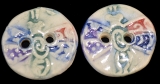 Handmade ceramic abstract dragonfly buttons (set of 2)