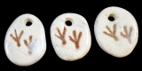 Handmade ceramic bird track beads (set of 3)